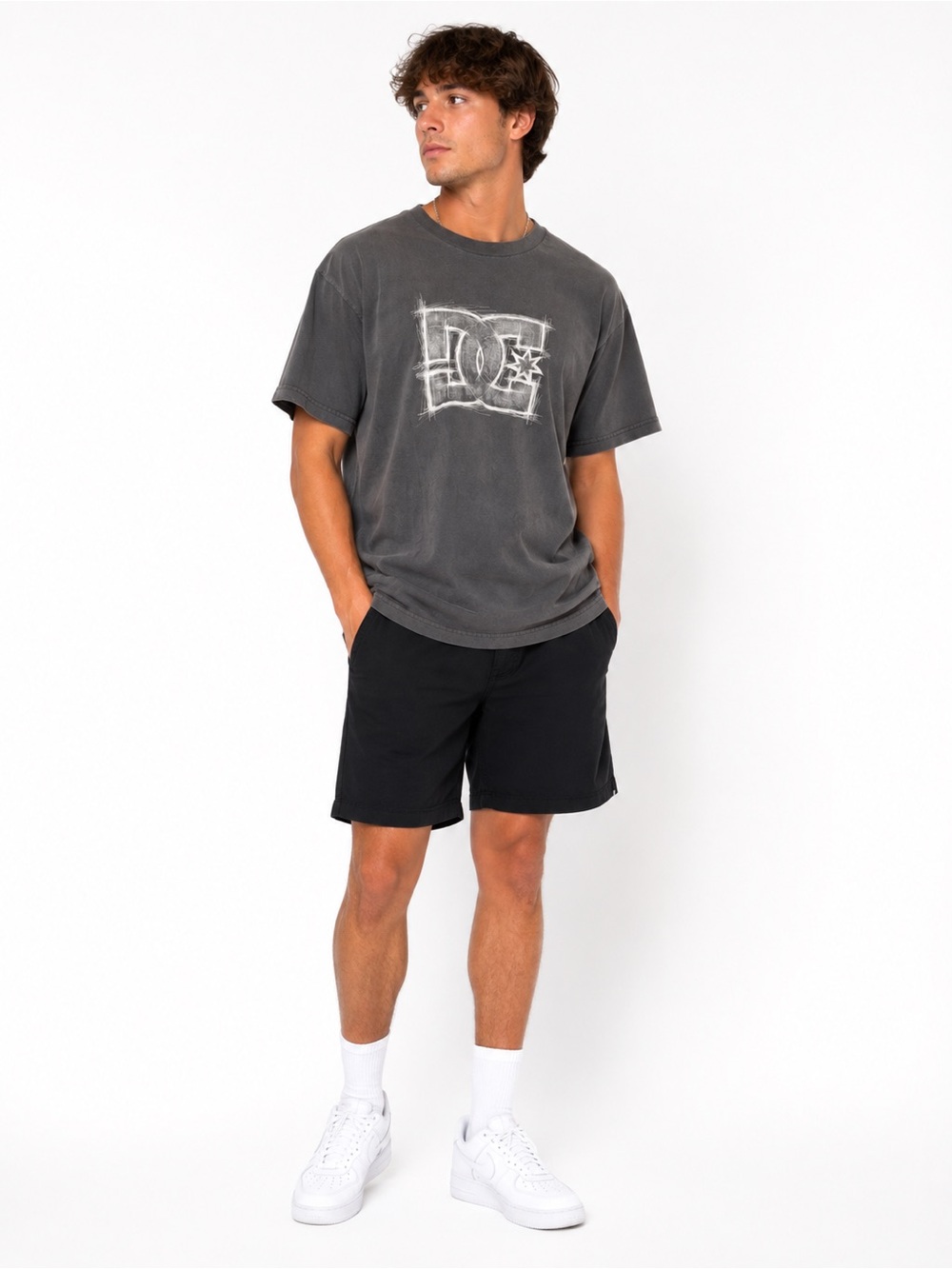 DC Shoes Men’s Gray Graphic Logo T-Shirt Small Skate Streetwear Cotton Tee